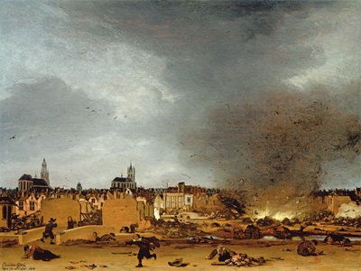 Ansicht von Delft mit der Explosion von 1654, 1654 von Egbert van der Poel